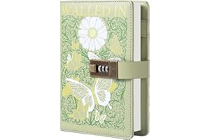 MGGAO Diary with Lock, Flower and Butterfly Journal, Refillable PU Leather Diary with Lock and Key for Women Girls, B6 Secret Personal Daily Journal, Vintage Locking Diary, 224 Pages Lined Journal
