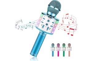 Ecokra Microphone for Kids, Wireless Bluetooth Microphone Karaoke Bluetooth Childrens Microphones, Karaoke Speaker Machine Home KTV Player Support Android & iOS Devices for Party Singing (Blue)
