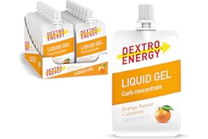 ‎DEXTRO ENERGY Dextro Energy Liquid Gel Orange + Vitamins - 18x60ml (18er Pack) - High Carb Energy Gel zur schnellen Kohlenhydrate Versorgung und Vitaminen