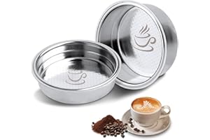 Momowin 2 Pezzi Filtro da Caffè in Acciaio Inossidabile, Filtri per Caffè Pressurizzati, Filtro Caffè a Doppio Strato 51mm (Quantità Singola Tazza + Quantità Doppia Tazza)