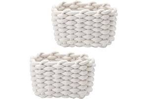 DAKLUNAR Paquete doble de cestas de almacenamiento, cesta para pañales, cesta pequeña trenzada, cesta de almacenamiento de algodón suave, cuadrada, para baño, maquillaje, juguetes, cesta, minicesta, cesta