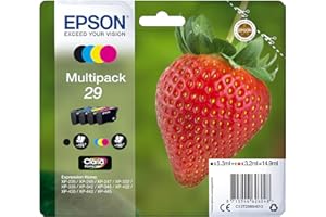 Epson Multipack 29 Fraise, Cartouches d'encre d'origine, 4 couleurs: Noir, Cyan, Magenta, Jaune, XP-235 XP-243 XP-245 XP-247 XP-255 XP-257 XP-332 XP-335 XP-342 XP-345 XP-352 XP-355 XP-432 XP-435
