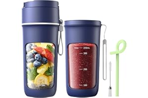 ELECHELF Portable Blender, Mini Blender For Shakes and Smoothies, Personal Blender USB Rechargeable, Fresh Juice Blender With 10 Blades, 12oz Handheld Blender For Kichen Ice, Blue