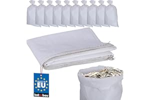 KOTARBAU® Juego de 10 sacos de tejido de polipropileno (65 x 105 cm, soporta hasta 50 kg), color blanco