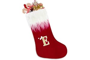 TOPWAYS Weihnachtsstrumpf, 50cm Weißer Bart Weihnachtsstrumpf Gestrickt , Personalisierte Weihnachtsstrümpfe mit Buchstaben, Weihnachtsbaum Kamin Hängende Ornamente für Weihnachtsbaum,Heim,Wand und Treppe