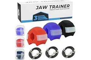 TayBong Jaw Exerciser, 3 Pcs Jaw Trainer for Face Mouth, Three Resistance Levels, Jaw Trainer For Men And Women To Achieve a Sharp Jawline with Necklace and Storage Containers