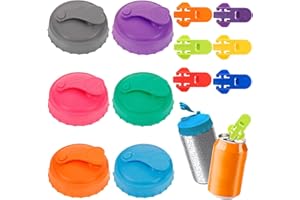 BDHYYM 6 Pezzi Coperchio Della Lattina per Bibite e 6 Pezzi Beverage Can Opener,Tappi per Lattine Bibite,Simple Can Opener,Tappi in Silicone per Lattine,Copri Lattine per Birra,Easy Can Opener