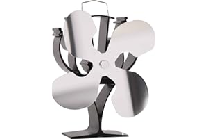 VODA New designed 4 Blades Heat Powered Stove Fan for Wood/Log Burner/Fireplace - Eco Friendly(Nickel)