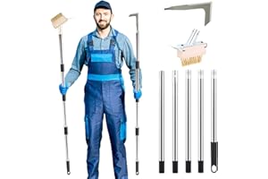 AVAKKER Crack Weeding Tool with 1.6M Long Handle, Long Handled Crevice Weeder - Crevice Hook & Wire Brush for Moss, Weed, Dirt Removal, Manual Weed Remover for Garden Paths, Patios, Driveways, Sidewalk Cracks