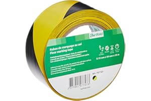 DJOIS Tarifold Fr 197747 - Ruban Adhésif Marquage au Sol, Sécurité - PVC - 50mm x 33 m - Jaune/Noir