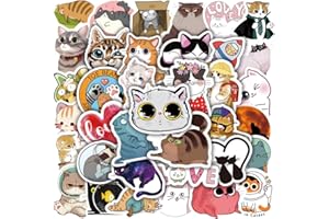 FOCRI 50 adesivi per gatti, in vinile, impermeabili, per bottiglie d'acqua, laptop, scrapbooking, Kawaii Kitten Animal Stickers Pack, Cat Gifts Merchandise Stuff Things for Adult Teens Kids