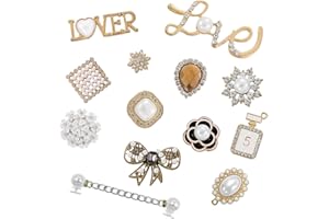 PFLYPF 13-teiliges Schuh-Dekorationen, französische Perle, Schmetterling, Metall, hohl, Strass, Blume, Buchstaben, Bogen, Herz, Zubehör, Basteln, Geburtstagsgeschenk, Weihnachtsfeier., Kristall