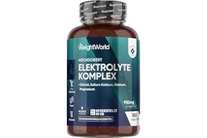 ‎WEIGHTWORLD Elektrolyte Tabletten - 930mg pro Portion - mit Magnesium, Kalzium, Kalium, Natrium & Chlorid - 180 vegane Tabletten - Electrolyte Tablets Komplex - Glutenfrei - Ohne Gentechnik - WeightWorld