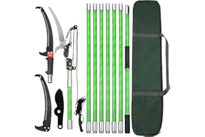 VELPAX Scie à Élaguer Télescopique, Scie à Élaguer Télescopique avec Manche Télescopique de 8m, Coupe-branches Manuelles, Outils de Jardin Pour Élagage Palmiers Arbustes