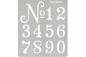 Aleks Melnyk No.159 Metal Stencil French Small Numbers 1.5 inch, Template for Wood Burning, Crafts, DIY, Engraving, World Stencil, Decor, Reusable Vintage Arabic Numerals, Old World Number