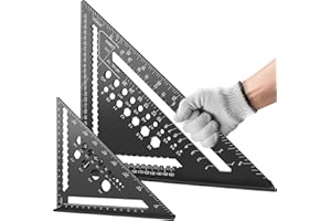 Flintronic 2PCS Escuadra Carpintero, Escuadra Combinada 300mm/180mm, Multifuncional Regla Triangular Métrica de Aluminio, Metalicas Carpintero, para Carpinteros, Techadores e Ingenieros