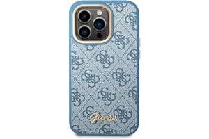 CG MOBILE Guess GUHCP14XHG4SHB - Carcasa rígida para iPhone 14 Pro MAX 6, 7 Pulgadas, diseño de Logotipo de Color Azul y Dorado Vintage, Color Negro
