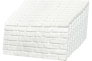 IZODEKOR Paneles de pared de poliestireno 3D con aspecto de piedra, aspecto de piedra, para cocina, baño, balcón, dormitorio, salón y pared posterior de cocina, blanco como la nieve (10 unidades)