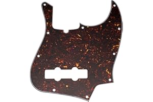 Musiclily Pro Pickguard 10 Trous Style Moderne pour Jazz Basse à 4 cordes, 4 plis Tortoise Brun Foncé