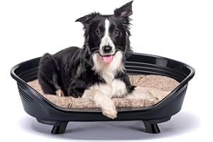 Ferplast Cuccia Cane e Gatto con Cuscino in Cotone, Cuccia Rialzata per Cani Media, Lettino per Cani Lavabile, Traspirante e Antiscivolo, THRONE 82 x 59,5 x h 29,5 cm, Nero