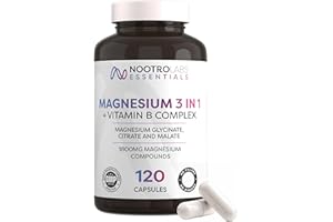 NOOTRO LABS Nootro Essentials Magnesium 3-in-1 Capsules, High Strength Magnesium Supplement with Glycinate, Malate and Citrate for Sleep, Muscle & Digestive Support (60 Servings - 2 Capsules Daily)
