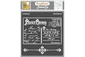CrafTreat French Script Stencils for Painting on Wood, Canvas, Paper, Fabric, Floor, Wall and Tile - Post Card from Paris - 6x6 Inches - Reusable DIY Art and Craft Stencils for Home Decor¬†