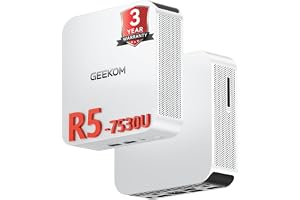 GEEKOM A5 PRO 2026 Enterprise-Ready Mini PC,AMD Ryzen 5 7530U Mini Computer | 1TB SSD,16GB RAM(up to 96GB), Dual HDMI, 8K Qua