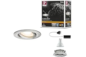 Paulmann Nova 92899 LED Recessed Spotlight Round IP65 7W / Complete Set of 1 / Includes GU10 Light Bulbs/Pivotable/Aluminium / 7 W zinc, Brushed Iron