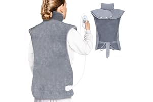 DONLALA Electric Heating Pad for Back Pain Relief, Heating Pads for Back Neck and Shoulders (60x100cm), Fast-Heat Hot Therapy Heated Warmer with Waist Strap, 3 Heat Levels, Auto-Off Timer, Blue-Gray