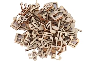 Sheens Abbellimento della Nota Decorativa Mista di Musica di Legno 100Pcs per Le Decorazioni domestiche della Festa di Natale di Concerto[Clip Modello Note Musicali] Legno Grezzo