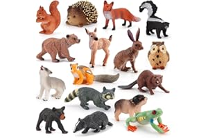 RANJIMA Safari Giocattoli Animali,Figurine di Ppiccoli Animali per Bambini, 16 Pcs Figure di animali della foresta in miniatura del bosco Figurine Topper per torta del bosco per Pasquali Bomboniere