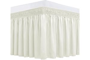 Biscaynebay Bettröcke zum Umwickeln für volle und volle XL-Betten, 27.9 cm Länge, elfenbeinfarben, elastische Staub-Rüschen, einfache Passform, einfarbig, maschinenwaschbar