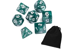 HKDZ Handmade Polyhedral Dice, Dungeons and Dragons Dice 7 Set Polyhedral DND for MTG RPG Game Dark Green