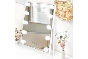 Hibtn Hollywood Vanity Mirror With Lights,Lighted Makeup Mirror With 12 Dimmable Led Bulbs With 3 Color Light,Touchscreen Control, Dressing Tabletop USB Charging