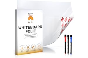 JAWAONLINE Foglio per lavagna bianca 20x30cm - foglio magnetico 3M autoadesivo - foglio per lavagna magnetica - ferro foil bianco - foglio per lavagna bianca incl. 3 pennarelli