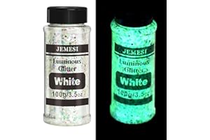 JEMESI Fluorescente Paillettes, 100g Glitter Iridescent, Fluorescente Chunky Glitter Perfetto per Resina Epossidica, Viso, Corpo, Pittura und Artigianato Fai-da-Te - Bianca