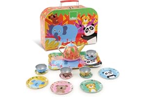 VILAC - Cuisine et marchande - Dînette jungle - Service à thé en métal thème jungle - 8173