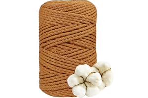 DXRPO Filato macramè, 5 mm x 100 m, Filato di Cotone macramè, Corda per Macrame 5mm,per Fai da Te, macramè, fioriera macramè, Regalo per buoni Amici, pianta appesa(Marrone Scuro)