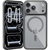 URUCHI [Kamera Korumalı] iPhone 18 Pro / 17 Pro Manyetik Halkalı Kılıf, Gri, Kamera Mod&uuml;l&uuml;n&uuml; de Kaplayan Şeffaf Parlak Arka, 