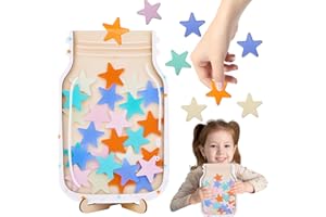 ETIEVORT Belohnungsglas Klassenzimmer, Magnetisches Belohnungsglas, Belohnungssystem Kinder, Stern Personalisiertes Belohnungsglas, Positive Verhaltensverantwortung, Sterne Anreizglas aus Holz für Heimschüler