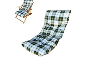 Marvin Cuscino Per Poltrona Sedia Sdraio Relax Giardino Esterno Tessuto In Legno Imbottito Reclinabile Pieghevole (Verde/giallo)