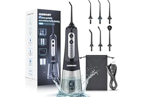 Cordless Water Dental Flosser Teeth Cleaner, INSMART Professional 300ML Tank DIY Mode Rechargeable Dental Oral Irrigator for Home and Travel, IPX7 Waterproof 6 Modes Irrigate Oral Care (Black)
