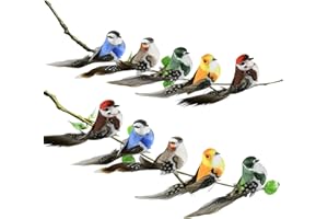 HNBTX Pajaros Decorativos,Pájaros de Plumas de Espuma Artificial con Clips，vögel Deko Figuren,künstliche vögel Deko,Mini Vogel Dekofigur für Garten Frühling Deko Party Dekoration