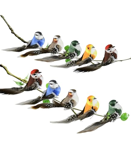 4 Décorations De Sapin De Noël Oiseaux Pailletés - Avec Clip, Or Et Argent, 15,5 Cm, Pour Couronnes Et Arrangements