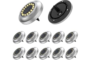 EFILERUP Solar Lights Outdoor Garden,16LEDs Solar Ground Lights,​Ip65 Waterproof Solar Floor Lights , Solar Disk Lights， Landscape Lights for Pathway,Yard,Lawn,Deck,Patio,Walkway. (Warm Light, 12 Pack)