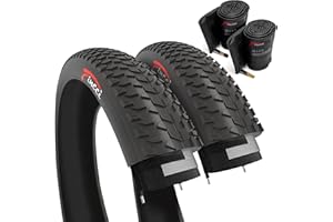 Fincci Fat Bike Tyres 26 x 4.0 Inch - Pair Bicycle Tyres 100-559 with 2x Inner Tubes 48mm Schrader Valve for Electric & Mountain Bikes, Suitable for Off-Road, Dirt, Snow and Cross-Country