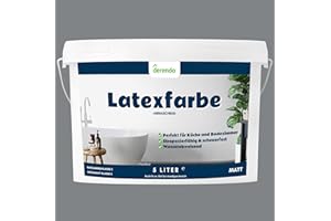 derendo Latexfarbe grau asphaltgrau matt abwaschbar 5 Liter für Innen Küche Badezimmer streichen graue Wandfarbe hohe Deckkraft 5l