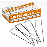 Erdanker - 110 Erdanker aus Carbonstahl - 2,8 mm Durchmesser 150 mm lang, 25 mm breit - Befestigung Unkrautvlies, Garten…