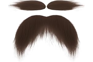 DIVINA VITAE Fake Moustache and Eyebrows for Men Women, Realistic Mustache Self Adhesive Fake Beards Novelty Costume Beard for Cosplay Costumes and Halloween Parties Funny Party Favor