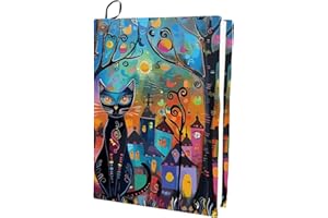 CRASPIRE Funda Elástica para Libros con Forma de Gato para Libros de Bolsillo de hasta 9 x 11 Pulgada Ajustable Reutilizable Lavable de Tela Elástica para Cuadernos de Tapa Dura Y de Bolsillo